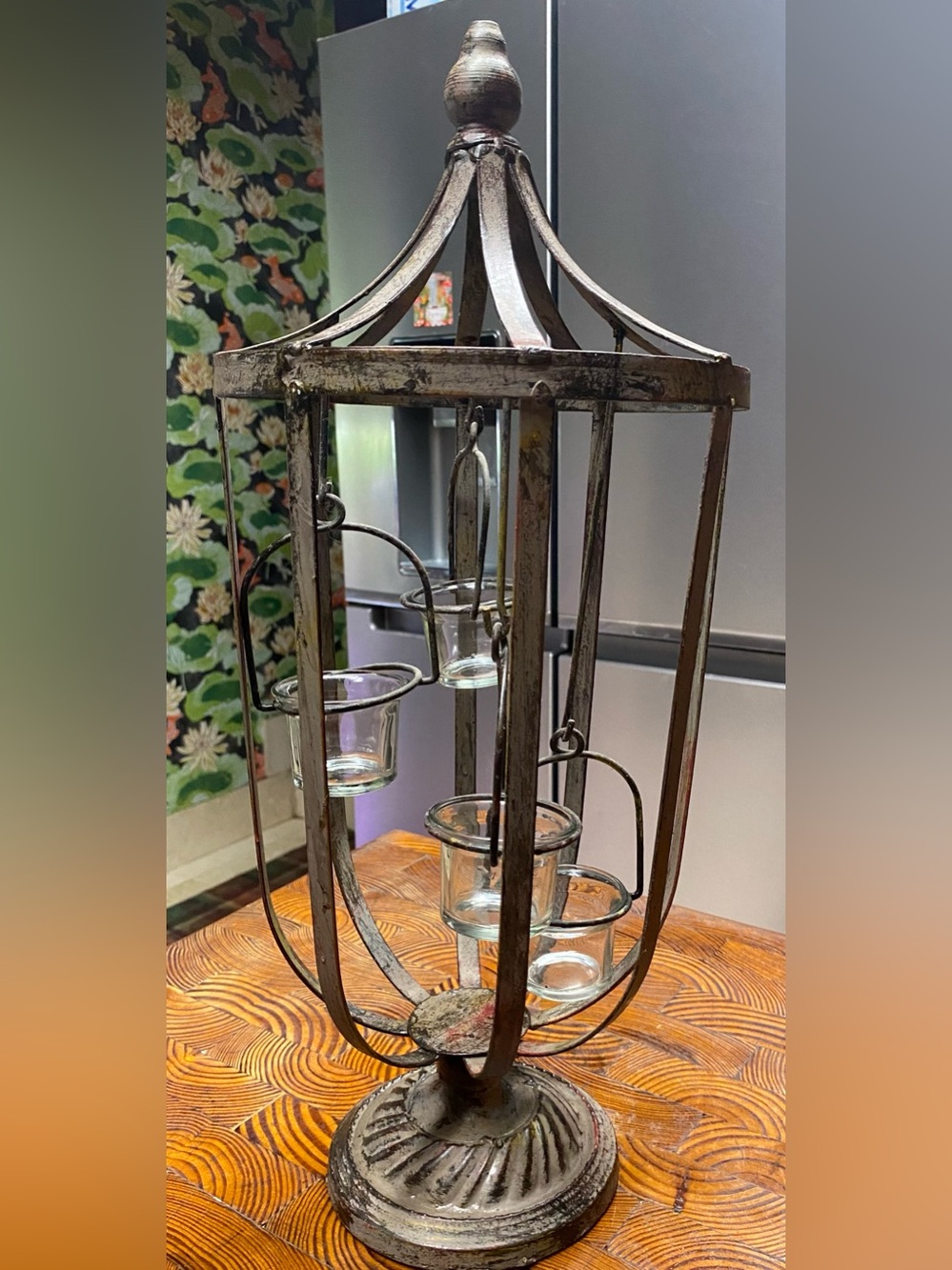 Melrose International Antique-Style Metal Birdcage Glass Votive Candle Holder